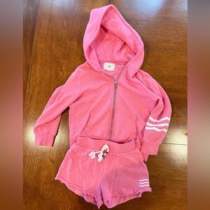 Sol Angeles Pink Zip-Up Hoodie and Short Set